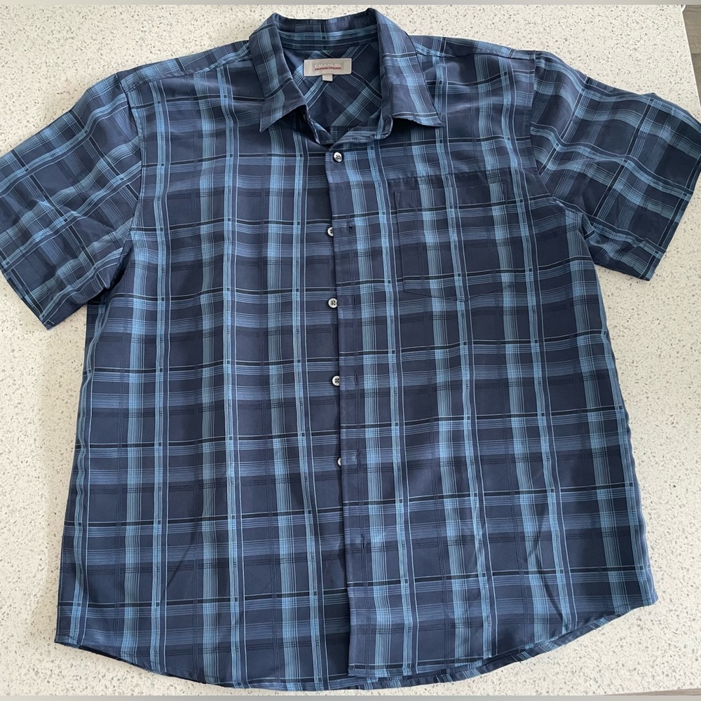 Emanuel Ungaro Navy and Light Blue Checkered Shirt XXL